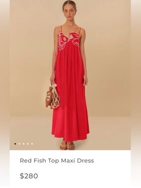 NWT FARM Rio Red Fish Top Maxi Dress